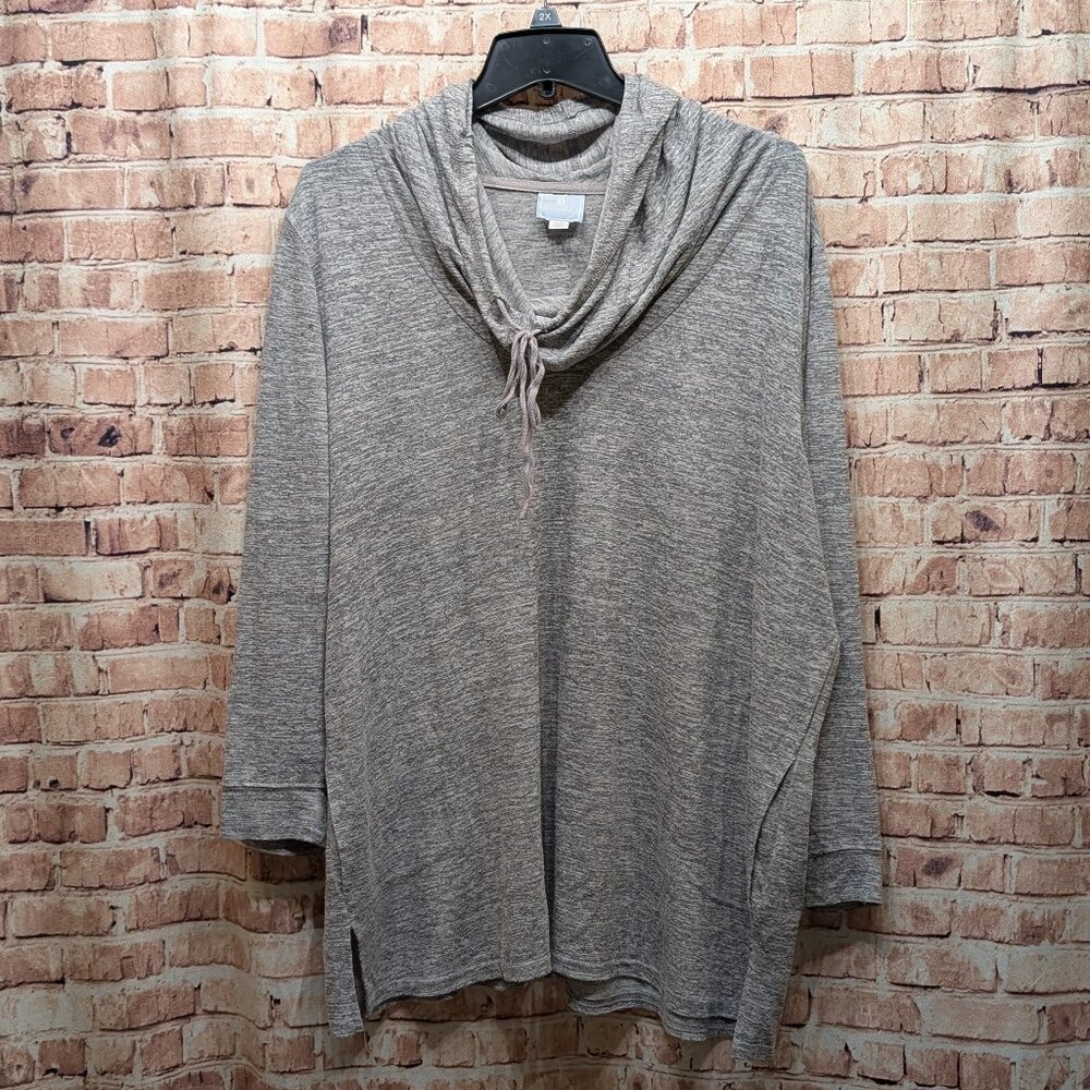 Sunday Pullover Cowl Neck Hooded Gray Size 3X